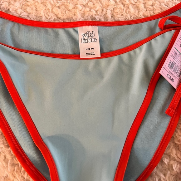 Wild Fable Sky Blue Bikini Bottom with Red Edges - Picture 2 of 4